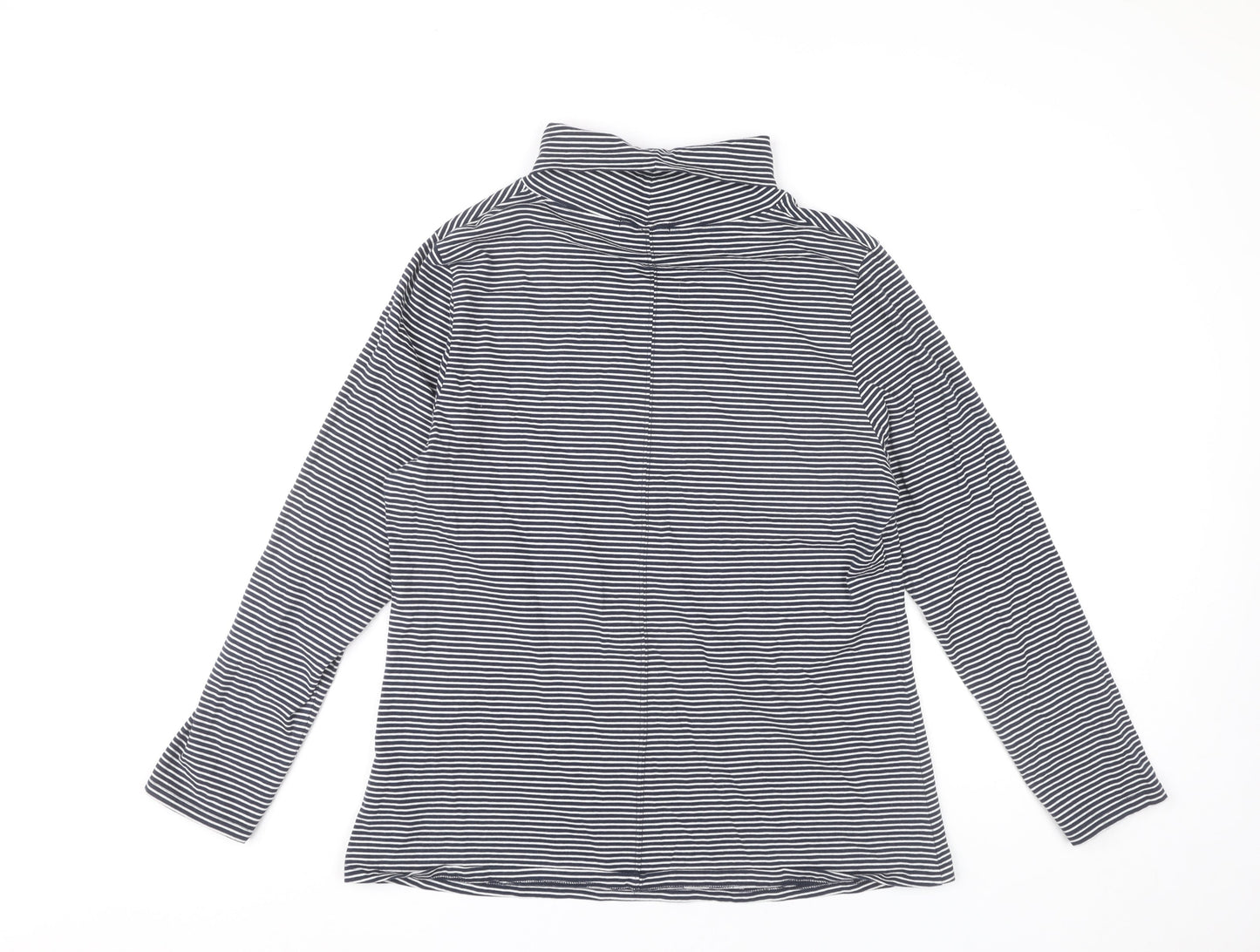 White Stuff Women’s Blue Stripe Roll Neck Long Sleeve Top UK 16