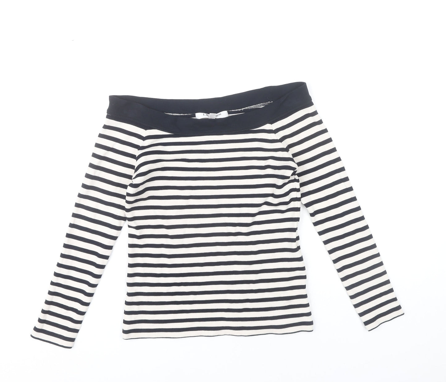 L.K. Bennett Women’s Blue Striped Off Shoulder Long Sleeve Top XS