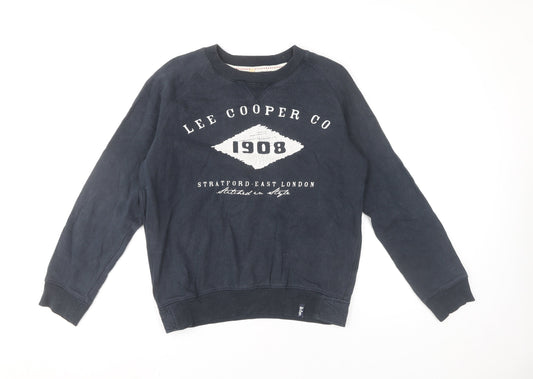 Lee Cooper Men’s Blue Small Pullover Sweatshirt Crew Neck Fleece Logo