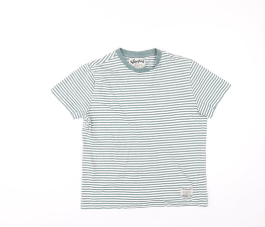 The Stronghold Women's Green Striped XS Cotton Short Sleeve T-Shirt