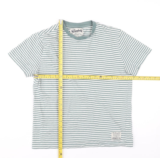 The Stronghold Women's Green Striped XS Cotton Short Sleeve T-Shirt