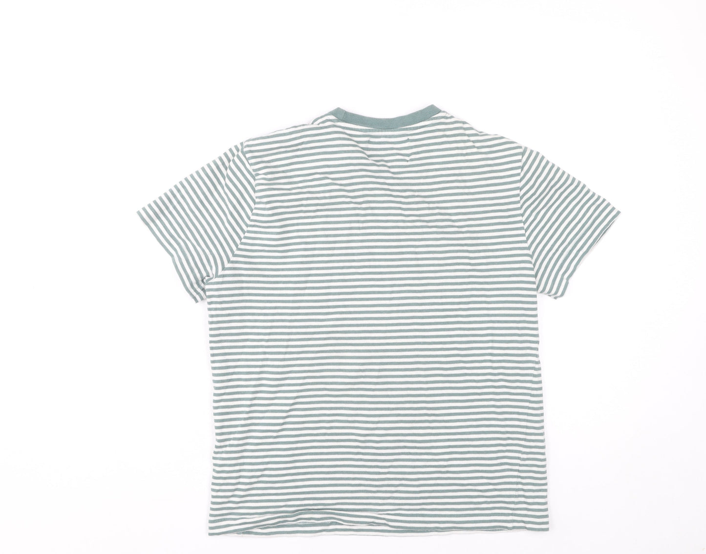 The Stronghold Women's Green Striped XS Cotton Short Sleeve T-Shirt