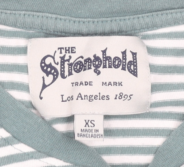 The Stronghold Women's Green Striped XS Cotton Short Sleeve T-Shirt