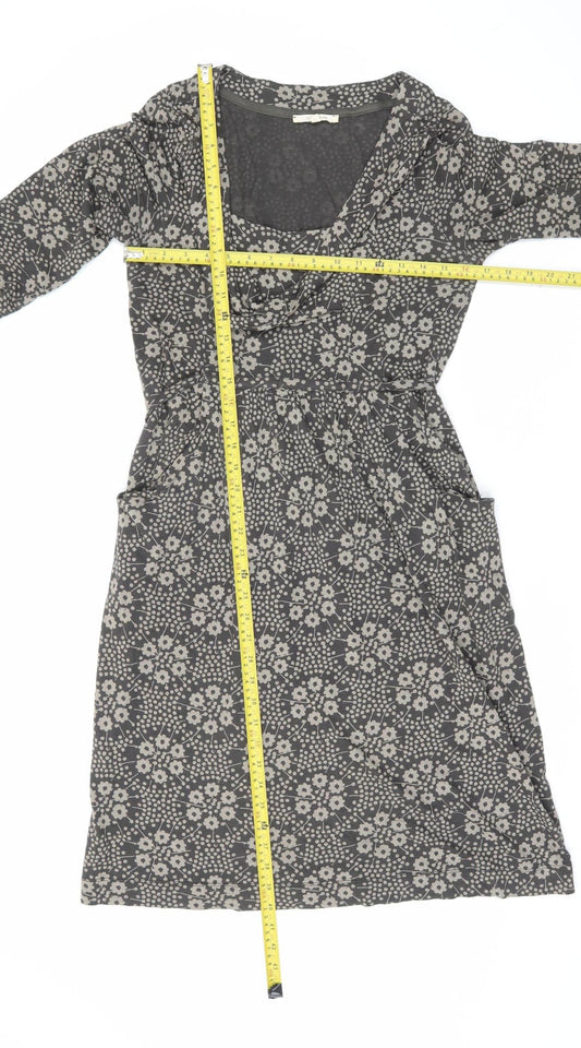 White Stuff Women’s Grey Floral A-Line Knee Length Dress Size 12