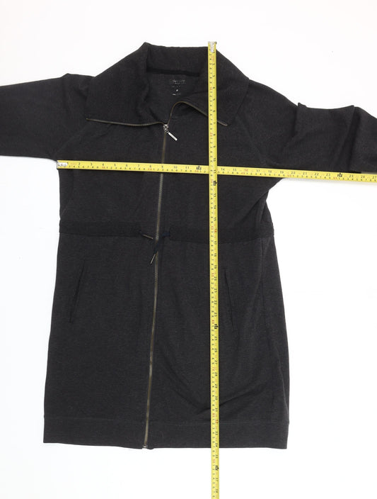 Calvin Klein Women's Black Mid-Length Jacket M Full Zip Collared