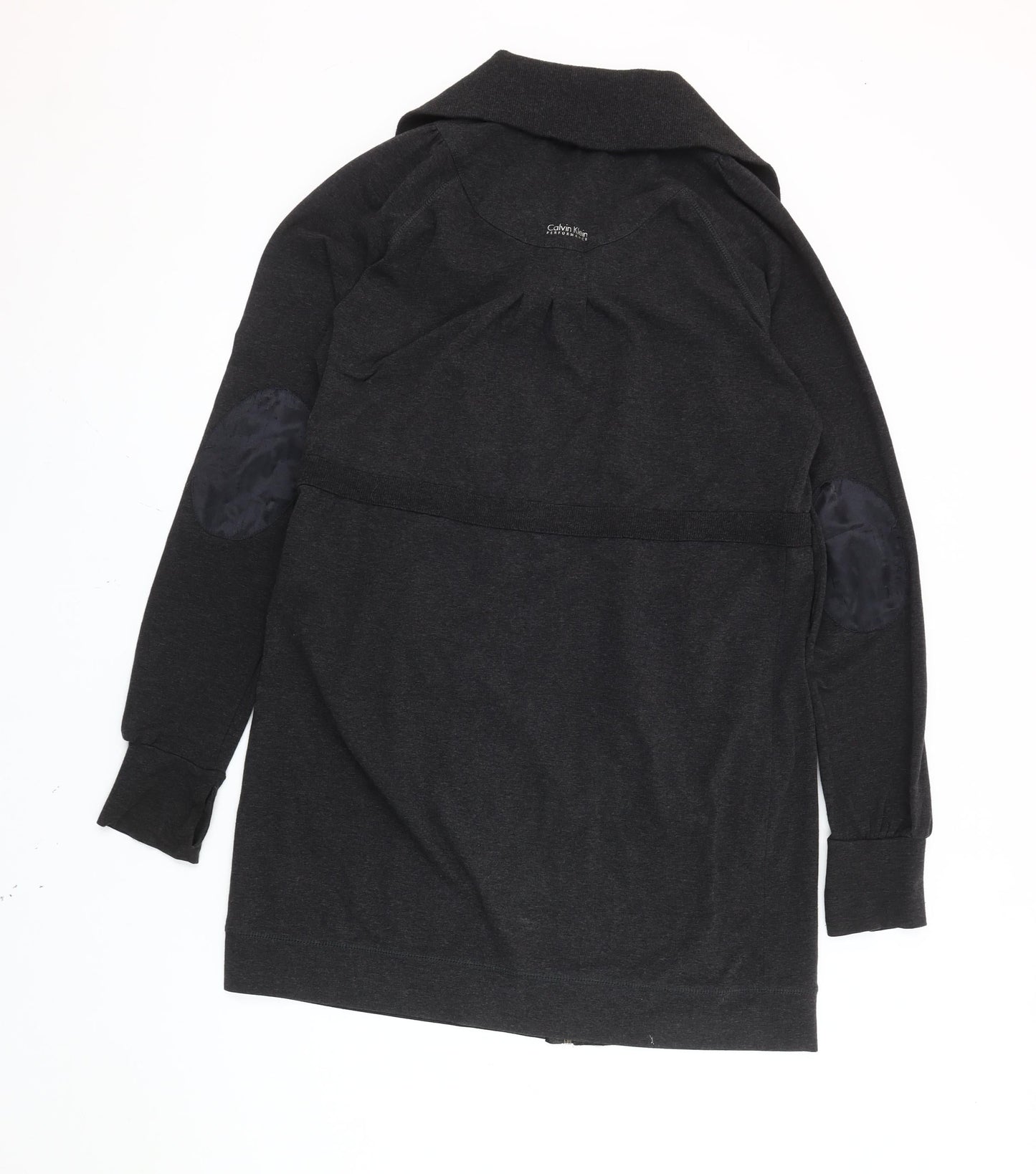 Calvin Klein Women's Black Mid-Length Jacket M Full Zip Collared