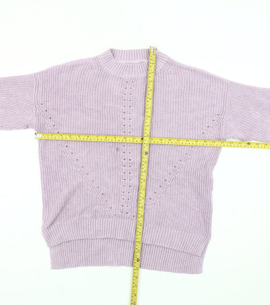 Fat Face Womens Purple Cotton Crew Neck Jumper Size 10 Regular Fit