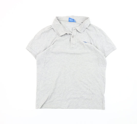 Adidas Men’s Grey M Polo Shirt Short Sleeve Cotton Logo Casual