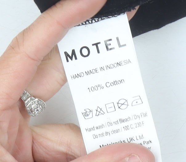 Motel Women’s Black Midi Cargo Skirt L Cotton Pockets Casual