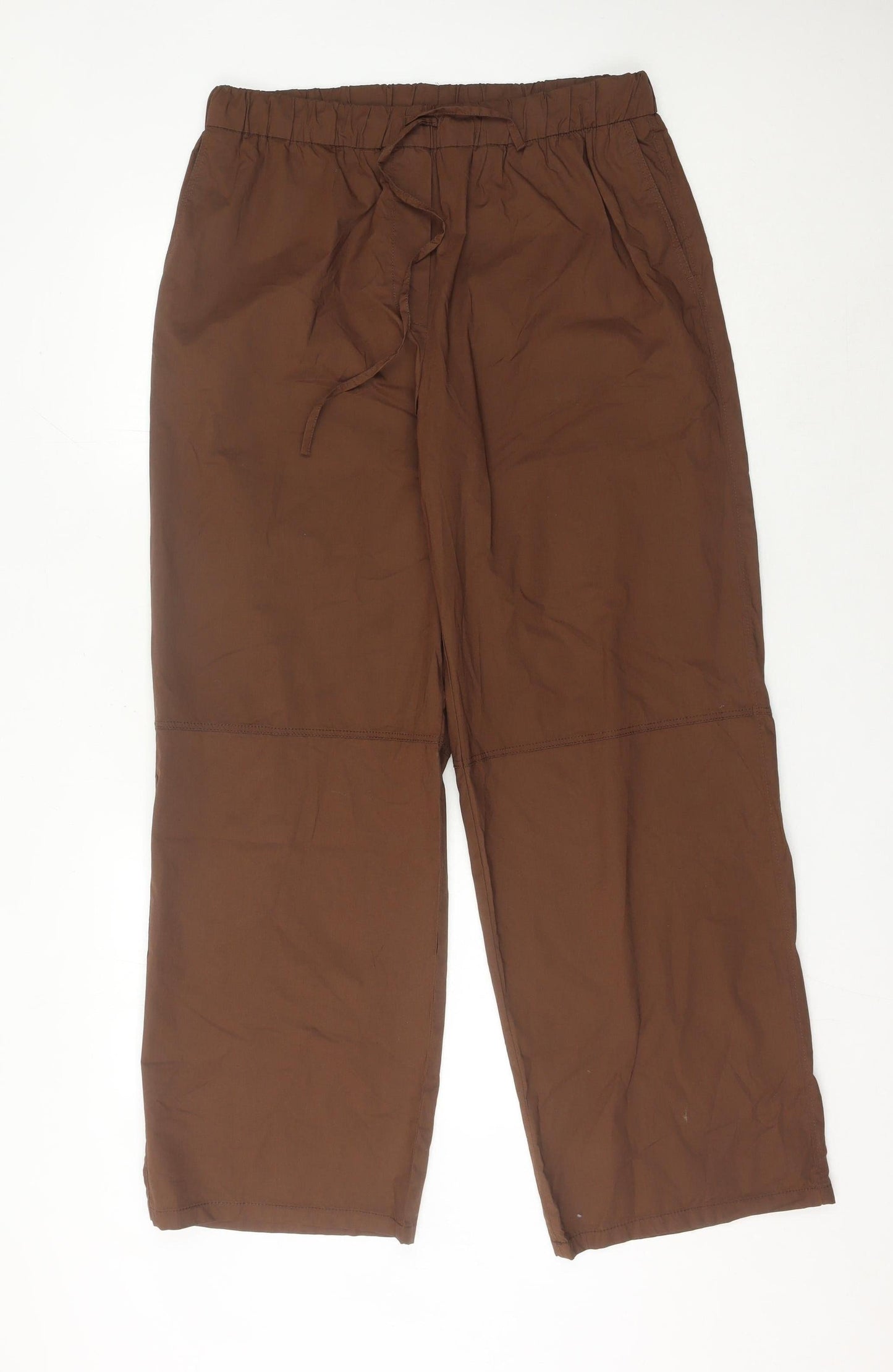 Massimo Dutti Women’s Brown Straight Leg Cotton Trousers Size 14