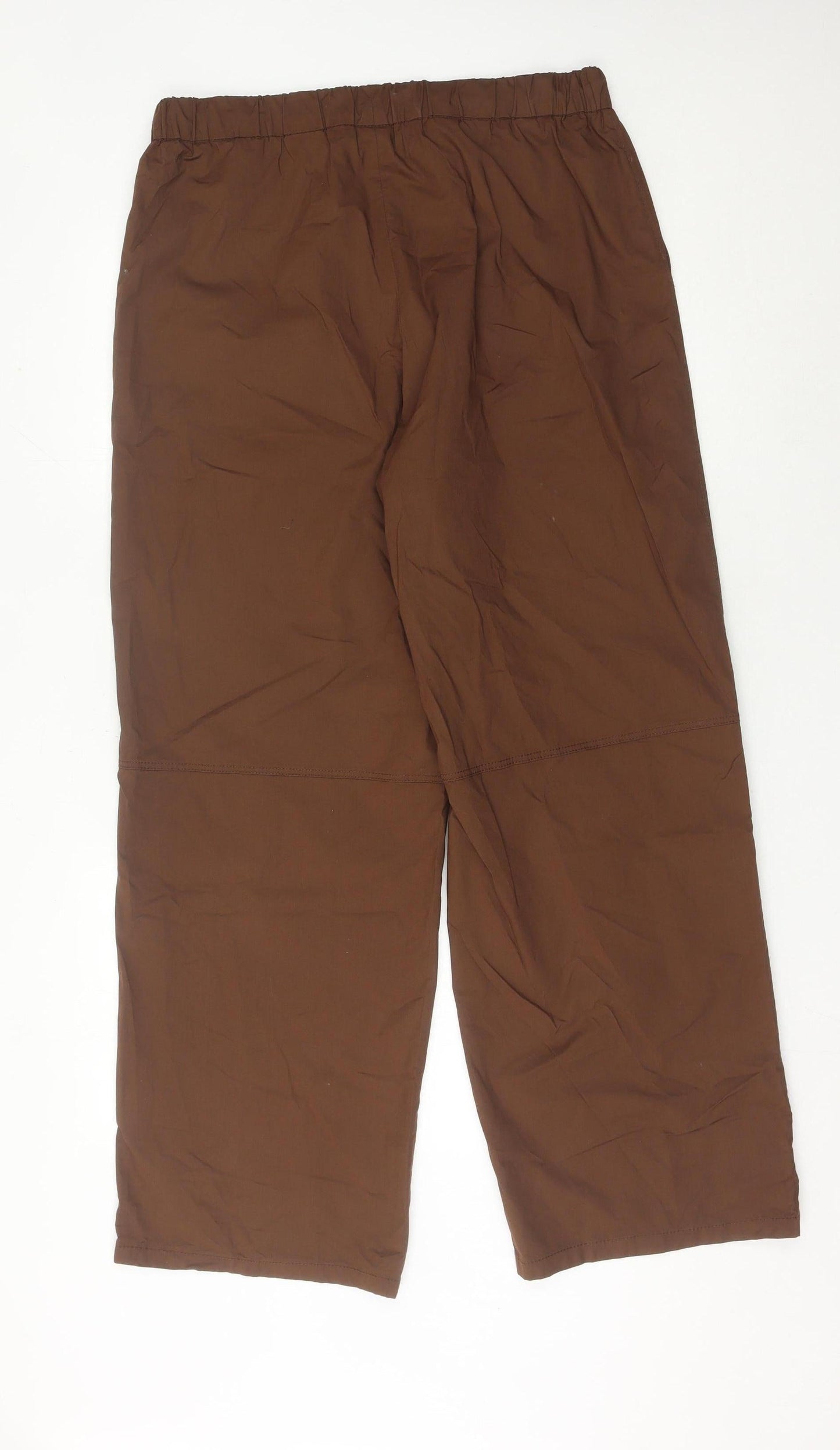 Massimo Dutti Women’s Brown Straight Leg Cotton Trousers Size 14
