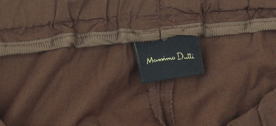 Massimo Dutti Women’s Brown Straight Leg Cotton Trousers Size 14
