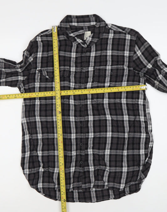 Jack Wills Womens Black Plaid Long Sleeve Button-Up Shirt UK 12