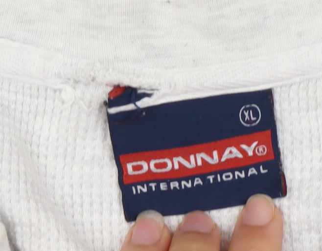 Donnay Men’s White XL Henley Short Sleeve Cotton T-Shirt