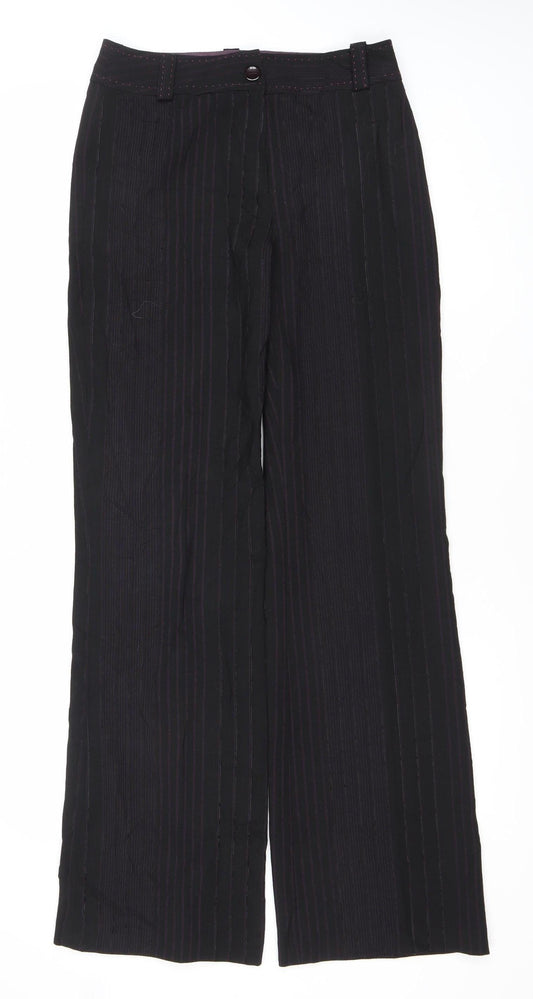 Laura Ashley Women's Black XS Wide-Leg Wool Blend Formal Trousers