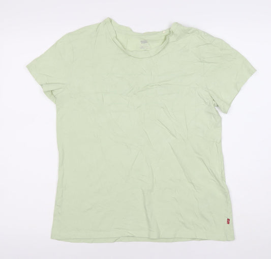 Levi's Women's Green Medium Cotton Crew Neck Short Sleeve T-Shirt