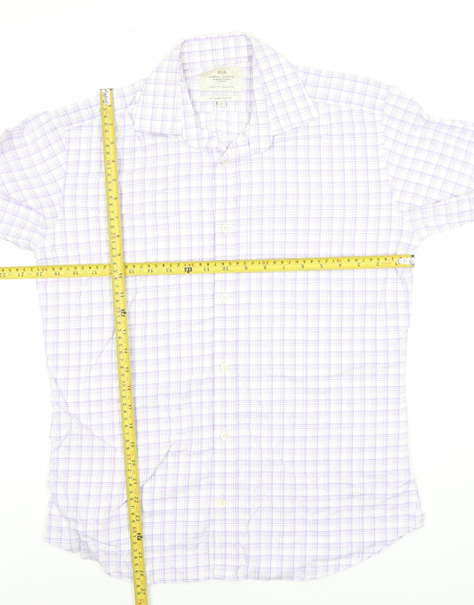 Hawes & Curtis Men's Purple Check Slim Fit Dress Shirt 15in
