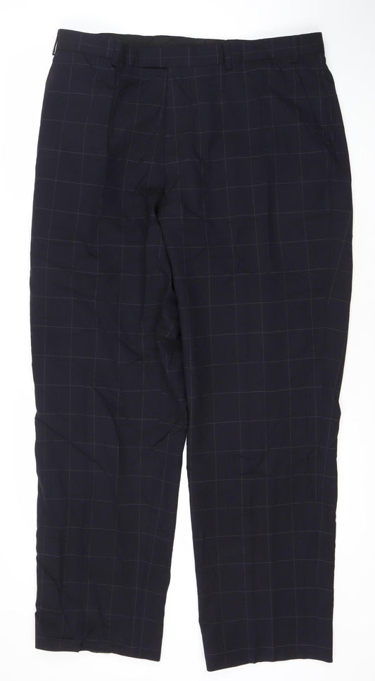 Jaeger Men's Black Check Wool Pleated Dress Pants 40in Classic Fit