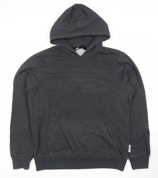 New Balance Men’s Grey Pullover Hoodie L Sports Fleece Graphic