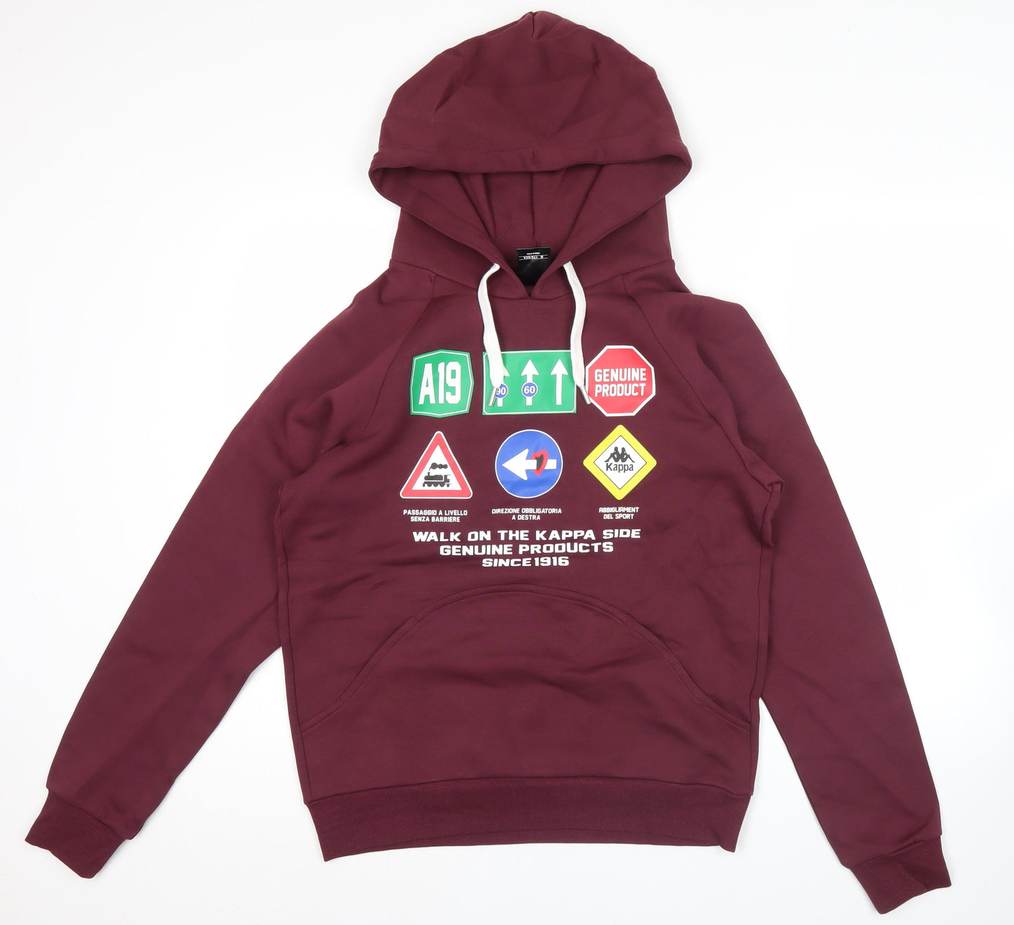 Kappa Men's Red Pullover Hoodie M Graphic Print Sportswear