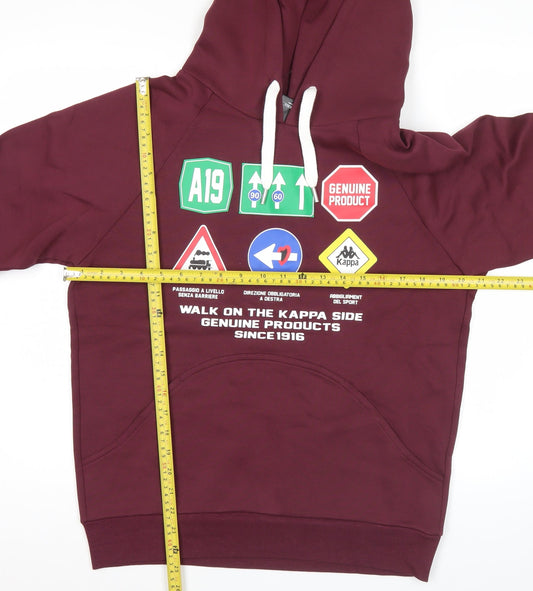 Kappa Men's Red Pullover Hoodie M Graphic Print Sportswear