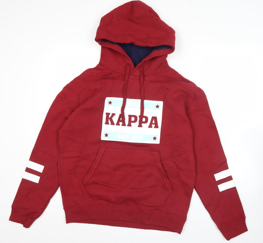 Kappa Men’s Red Pullover Hoodie M Graphic Logo Sports Fleece