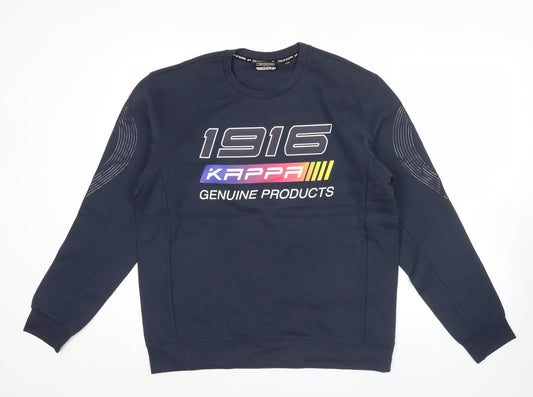 Kappa Men's Blue M Pullover Sweatshirt Crew Neck Graphic Print