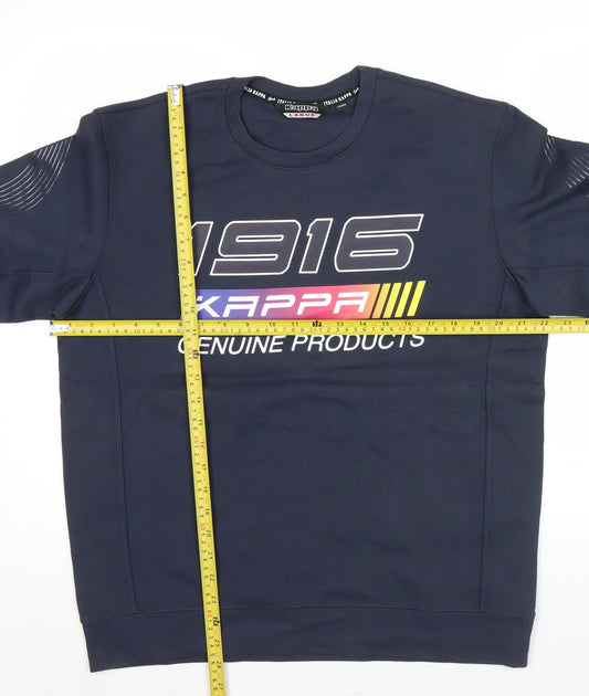 Kappa Men's Blue M Pullover Sweatshirt Crew Neck Graphic Print