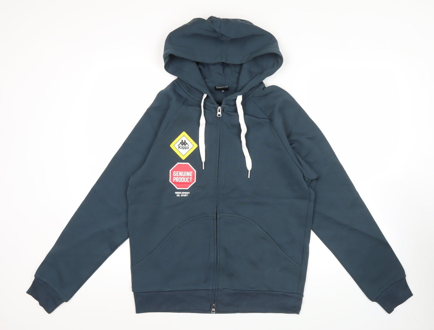 Kappa Men’s Blue Full Zip Hoodie M Graphic Logo Sportswear