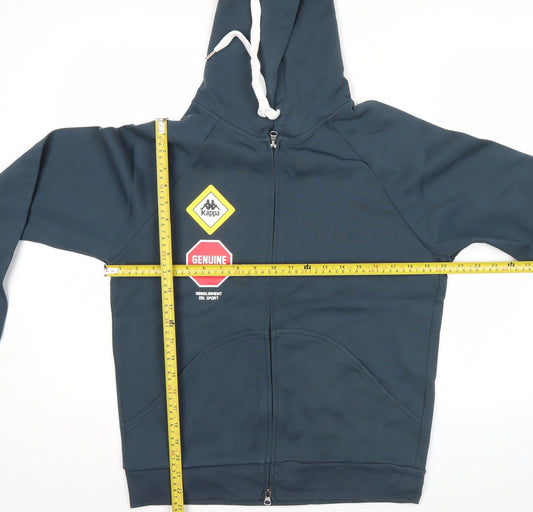 Kappa Men’s Blue Full Zip Hoodie M Graphic Logo Sportswear