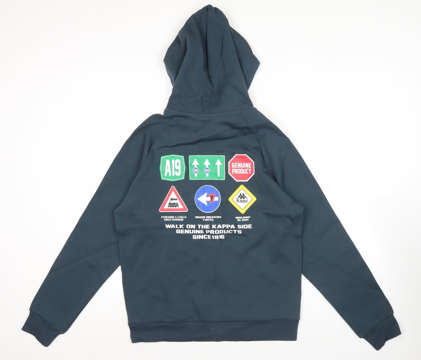 Kappa Men’s Blue Full Zip Hoodie M Graphic Logo Sportswear