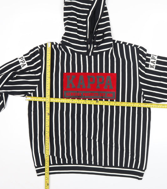 Kappa Men’s Black Striped Pullover Hoodie XS Regular Fit Hooded Sports