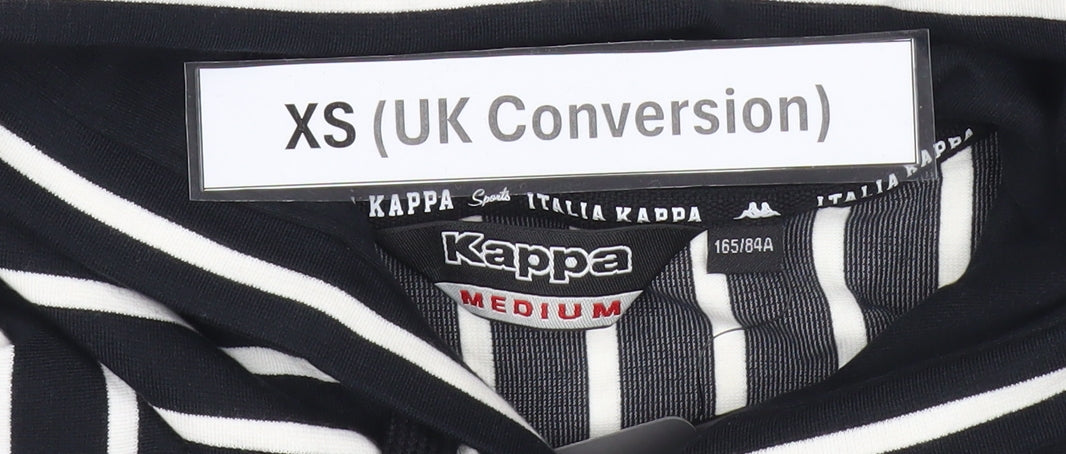 Kappa Men’s Black Striped Pullover Hoodie XS Regular Fit Hooded Sports