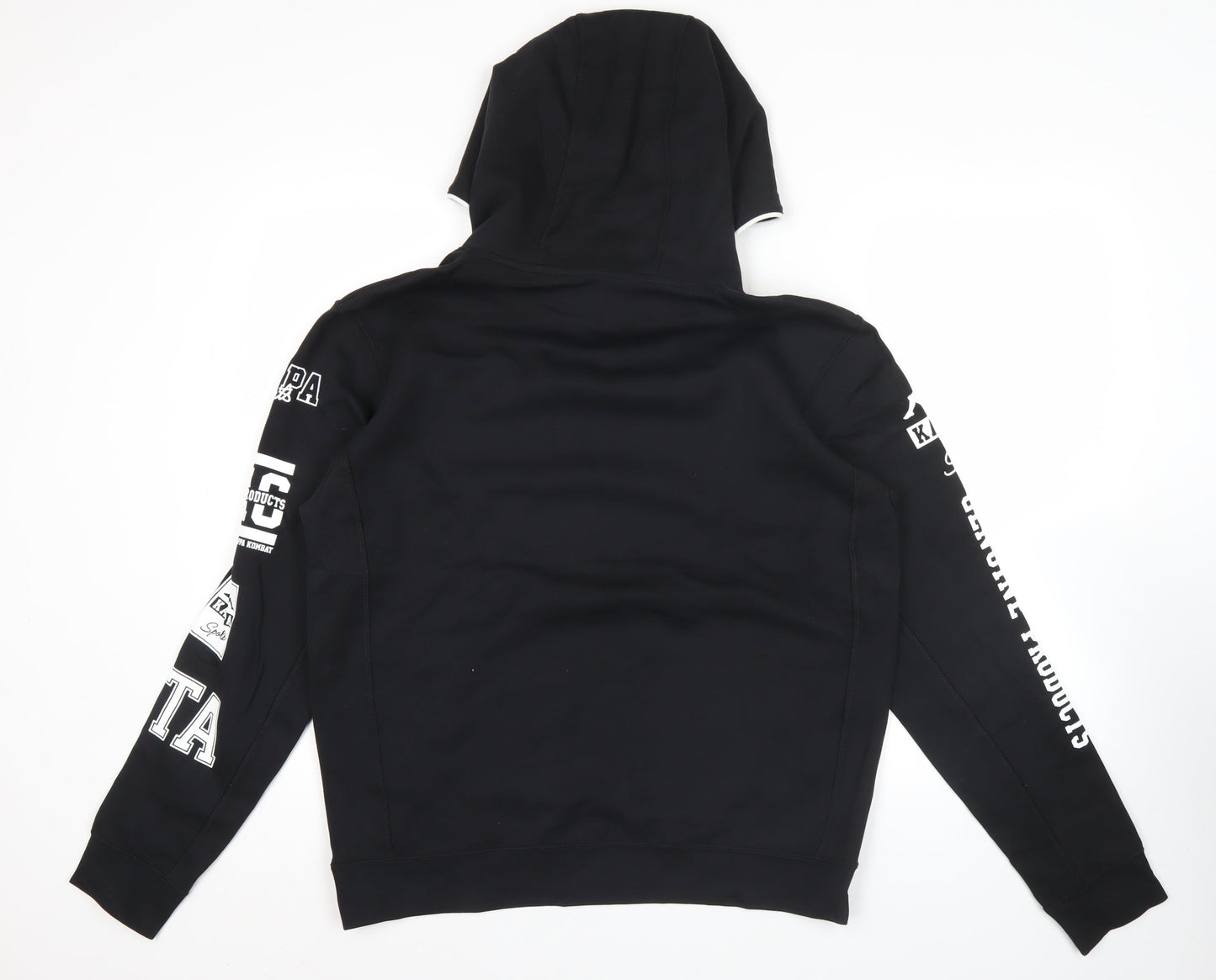 Kappa Men's Black Pullover Hoodie M Regular Fit Sports Logos