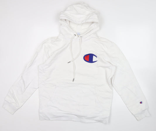 Champion Men’s White Pullover Hoodie Medium Logo Sportswear