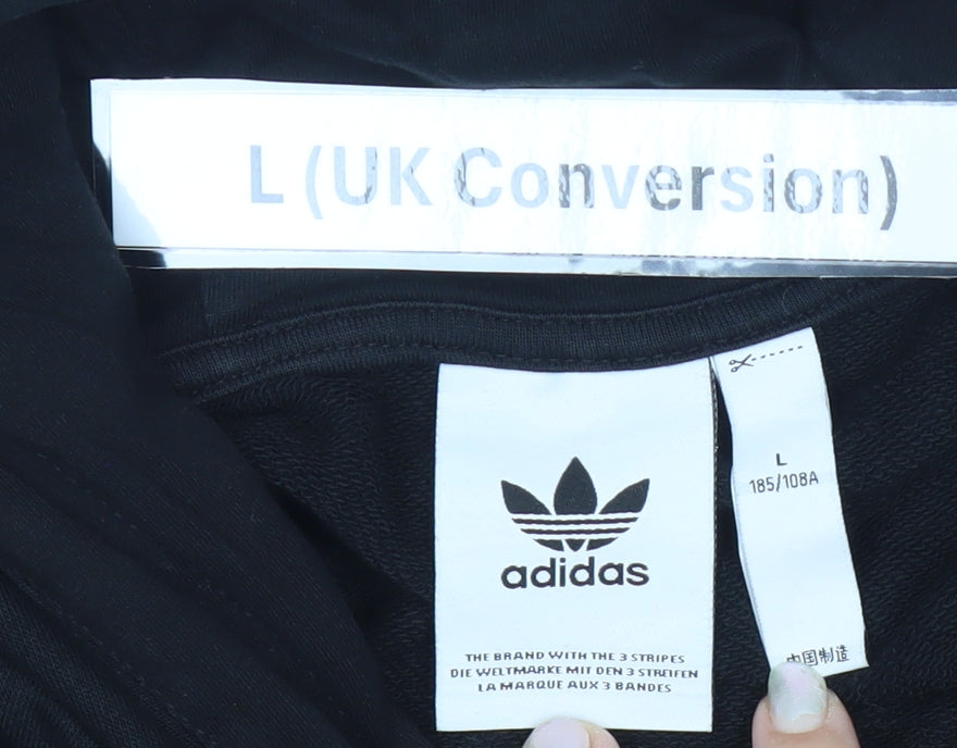 Adidas Mens Black L Pullover Hoodie Graphic Logo Sports Jersey
