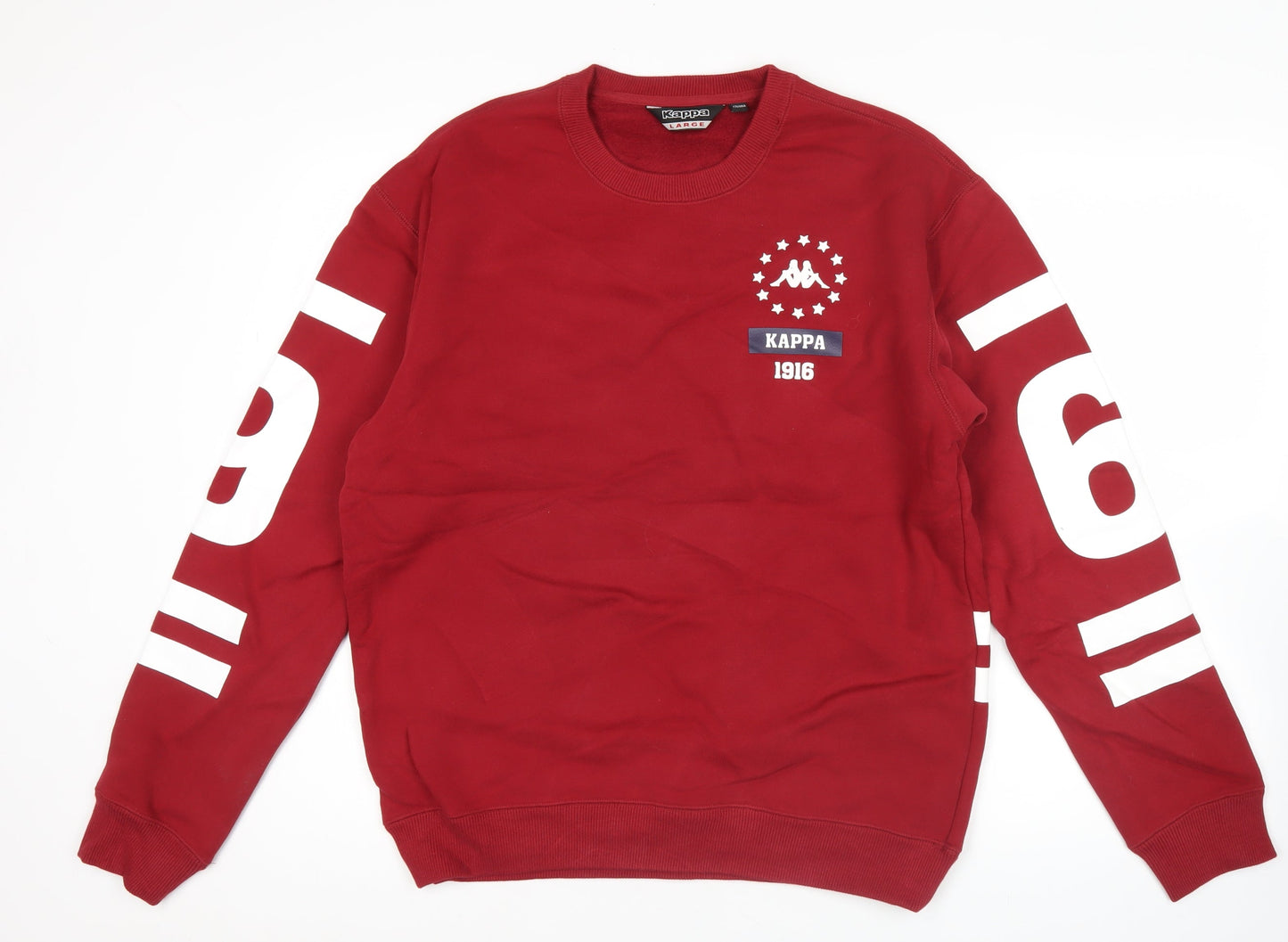 Kappa Men's Red Crew Neck Pullover Sweatshirt M Logo Graphic Sports