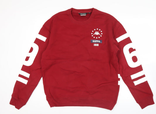 Kappa Men's Red Crew Neck Pullover Sweatshirt M Logo Graphic Sports