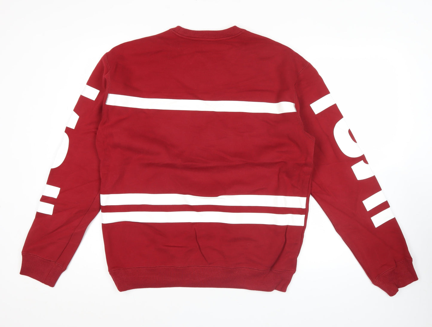 Kappa Men's Red Crew Neck Pullover Sweatshirt M Logo Graphic Sports