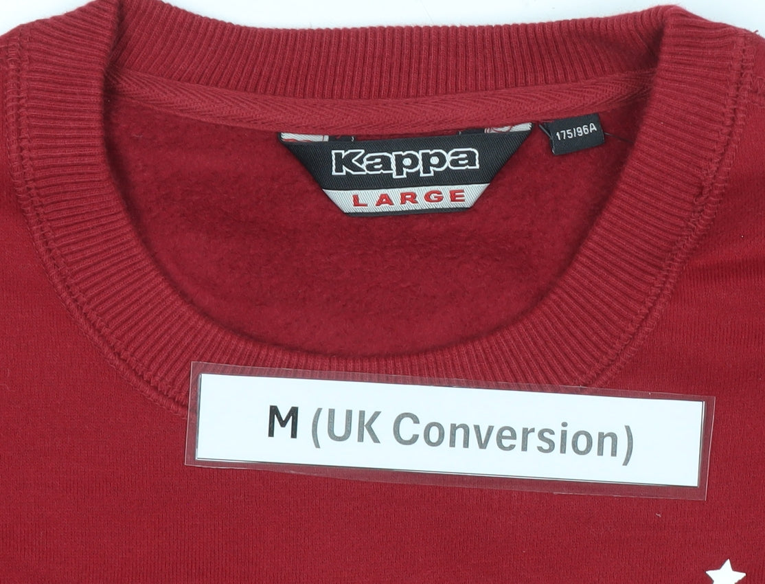 Kappa Men's Red Crew Neck Pullover Sweatshirt M Logo Graphic Sports