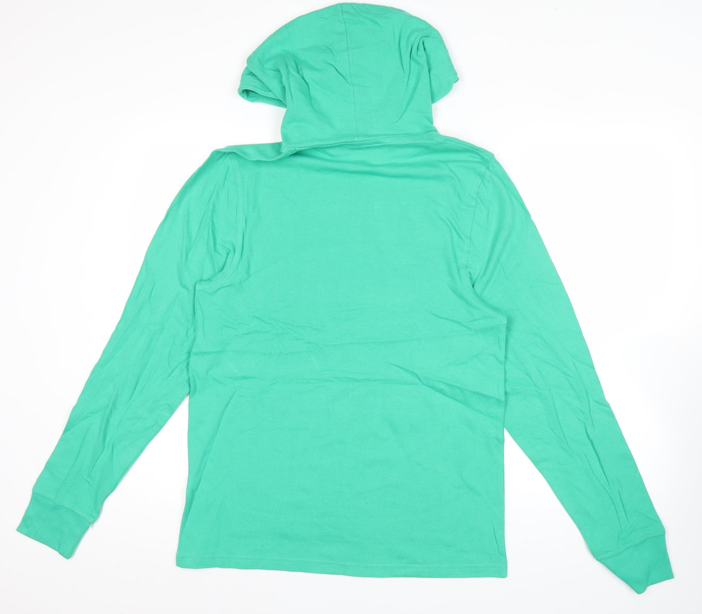 Champion Men's Green Pullover Hoodie Small Logo Print Cotton