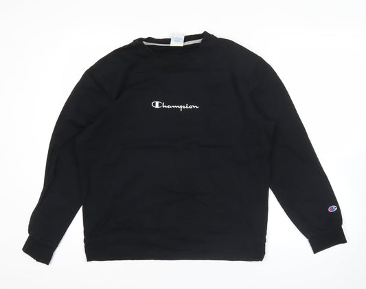 Champion Men's Black XL Pullover Sweatshirt Crew Neck Logo