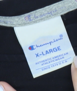 Champion Men's Black XL Pullover Sweatshirt Crew Neck Logo