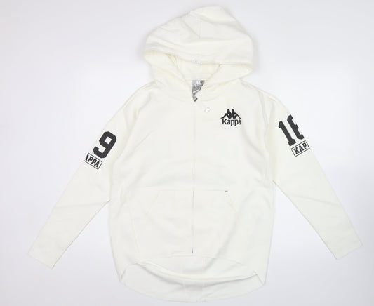 Kappa Men's White Full Zip Hoodie S Sports Graphic Print