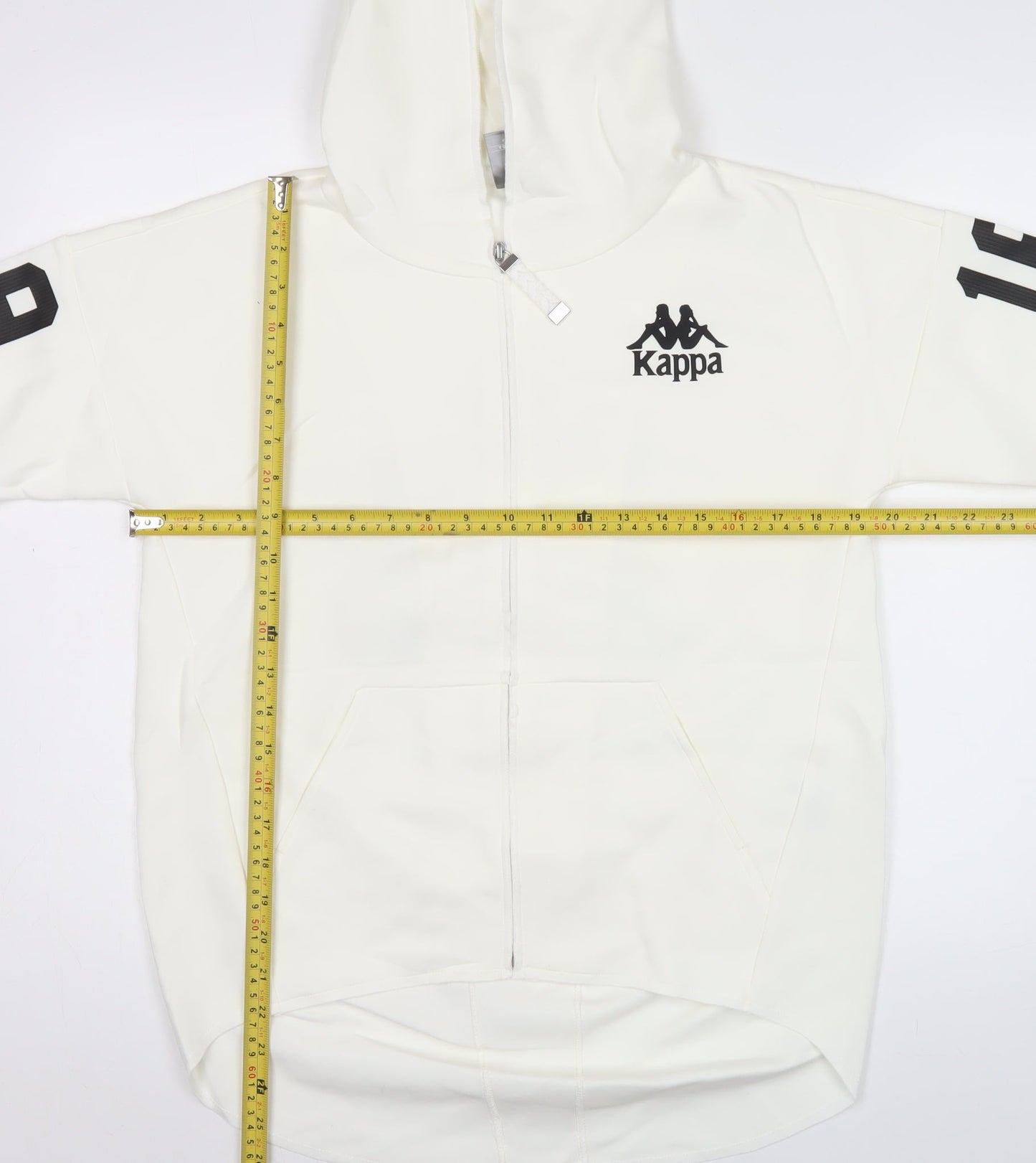 Kappa Men's White Full Zip Hoodie S Sports Graphic Print