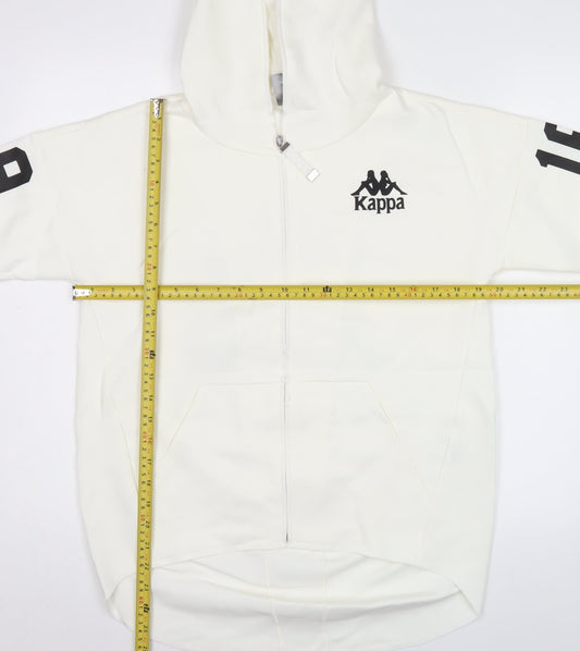 Kappa Men's White Full Zip Hoodie S Sports Graphic Print