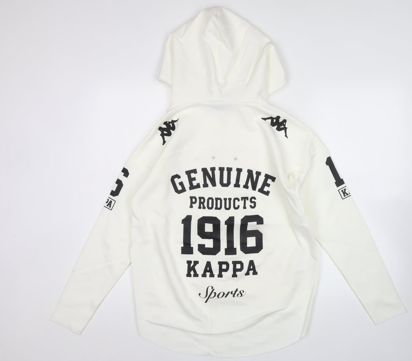 Kappa Men's White Full Zip Hoodie S Sports Graphic Print