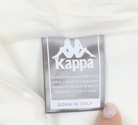 Kappa Men's White Full Zip Hoodie S Sports Graphic Print