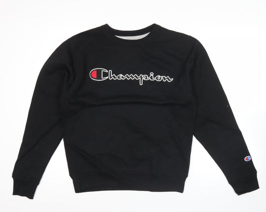 Champion Men’s Black Pullover Sweatshirt Small Logo Athleticwear