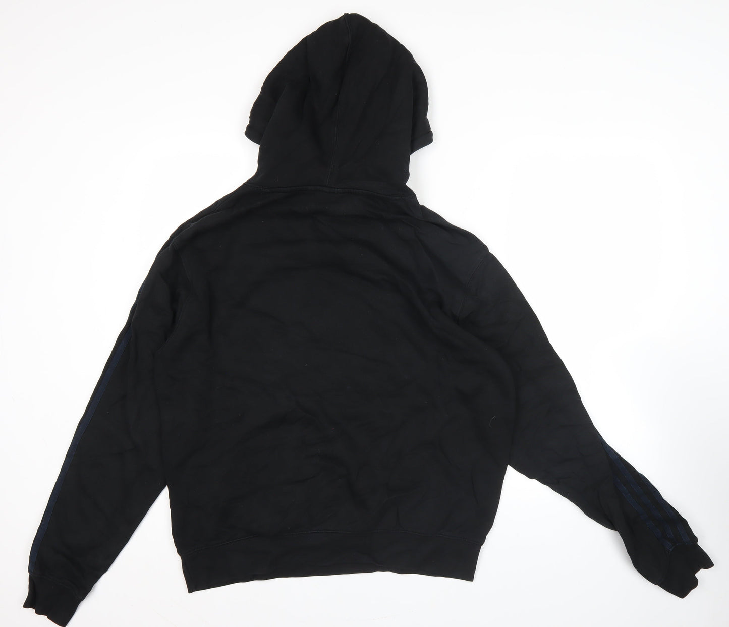 Adidas Mens Black Pullover Hoodie L Sports Logo Fleece